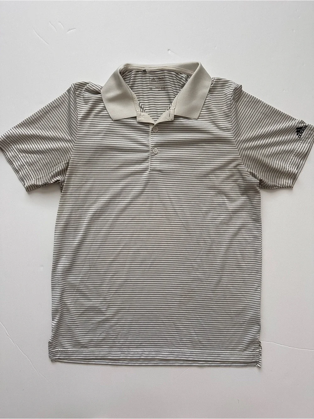 Adidas Men's Thin-Striped Polo in White and Black